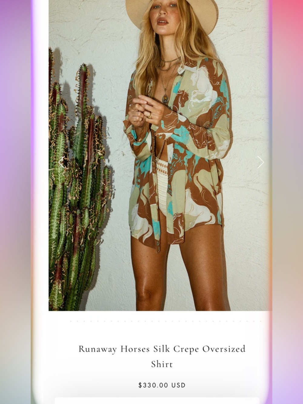 NWT! Chasing Horses Silk Oversized Shirt - Picture 2 of 7